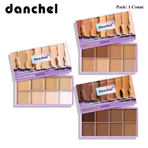 danchel All-in-One 8-Shade Fade Makeup Palette, Full-Face Conceal, Brighten & Contour, Buildable Medium-to-Full Coverage, Soft Matte Finish, Silky Cream Texture, Long-wearing & Non-caking, Suitable for All Skin Tones