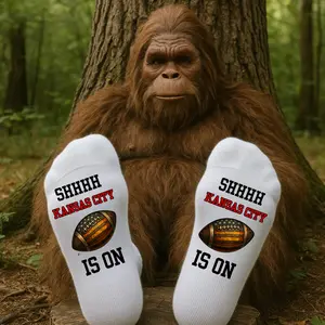 Taylored Family Game Day Socks SHHHH The Game Is On Football Fan Edition Moisture Wicking Sports Socks 100% Polyester One Size Fits Most Adult L Kansas City