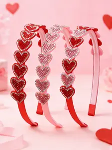3 Valentine's Day simulation rhinestone heart-shaped headbands, elegant temperament compression headbands, suitable for daily use at holiday gatherings and parties, very suitable for Valentine's Day, perfect hair accessories