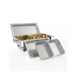 Electric Chafing Dish Buffet Set, 9 QT Buffet Servers and Warmers Stainless Steel, Commercial Food Warmer with 1 Full-Size Pan & 2 Half-Size Pan, Temperature Control Display for Parties, Catering