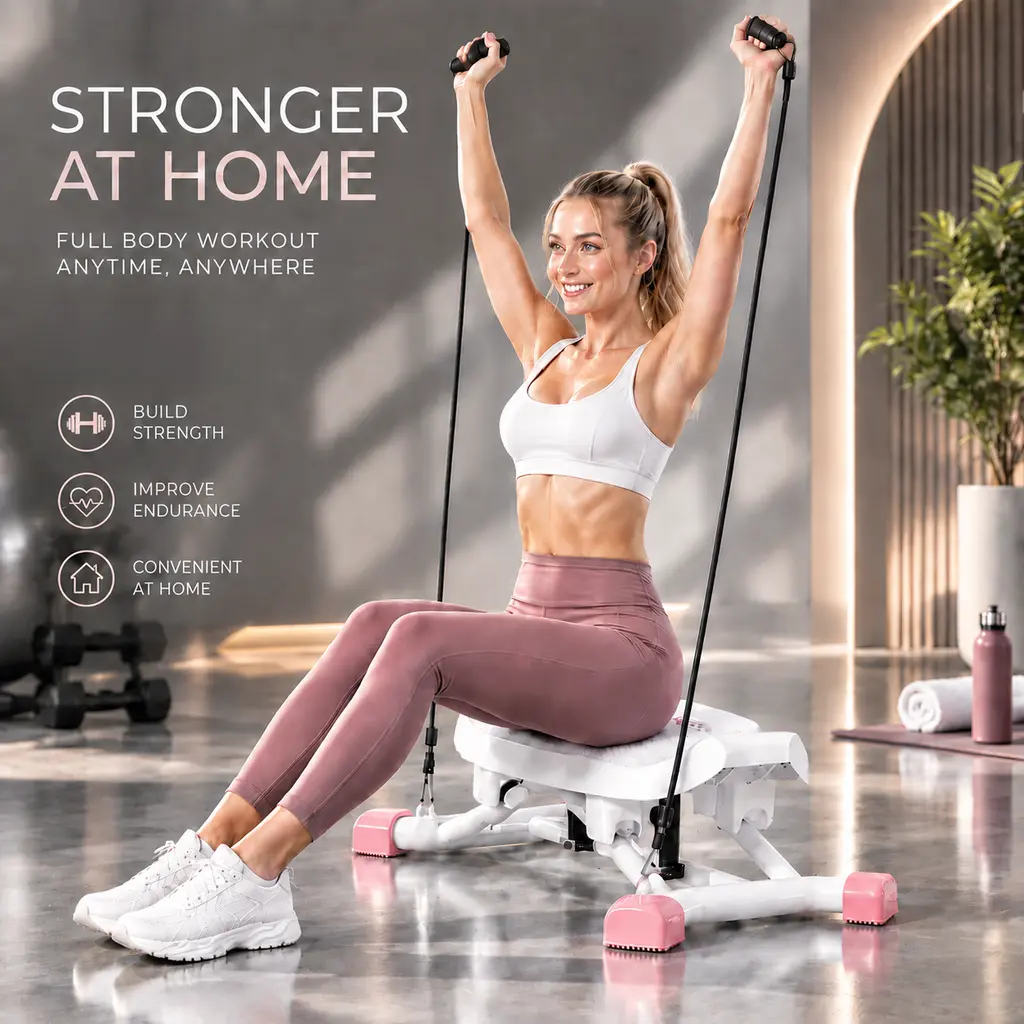 Multi-functional Home Workout Board, Portable Full-Body Fitness Trainer with Resistance Bands, Adjustable Home Gym Exercise Platform for Lower Body & Core Training