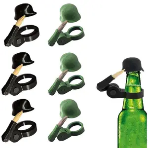 6pcs Detailed Soldier Salutes Beer Caps, Reusable Beer Bottle Helmet Drinking Hat Decorative Designs Beers Lid Collector for Home Gatherings Outdoor Picnics Parties Drinking Additions Gifts