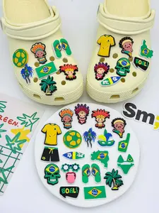 Brazilian Style Football Shoe Charms Blue Decorative Clog Shoe Decorations Silicone PVC Samba Passion Wind Shoes Accessories