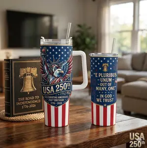 USA 250th Anniversary Gift For Him,  40oz Tumbler With Straw, America 250 Drinkware, 1776-2026 Independence Day Cup