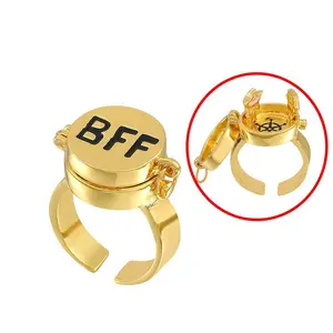 Best Friends BFF Ring Spinner Rotating Openable Friendship Jewelry Gift
