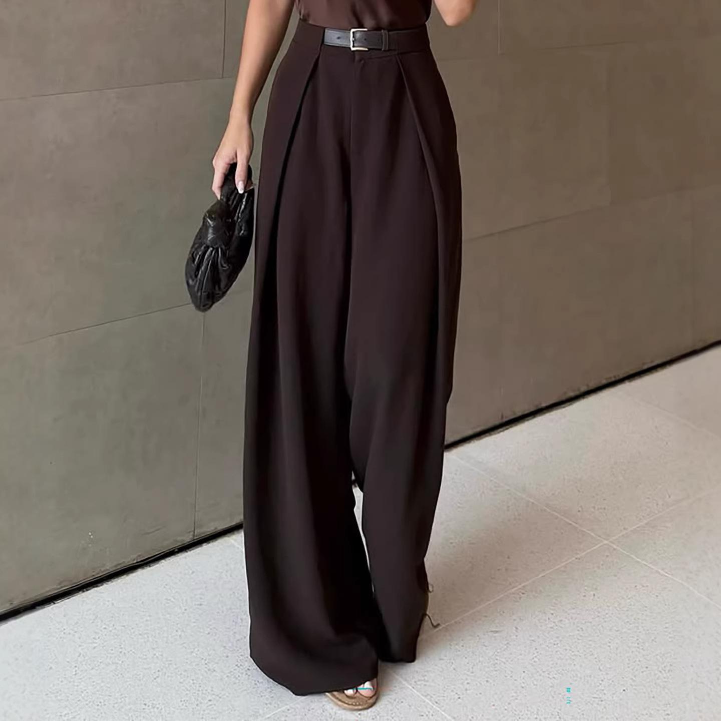 Spring/Summer New 2026 Fashionable and Elegant Commuting Casual Solid Color Women's Loose Curved Pants