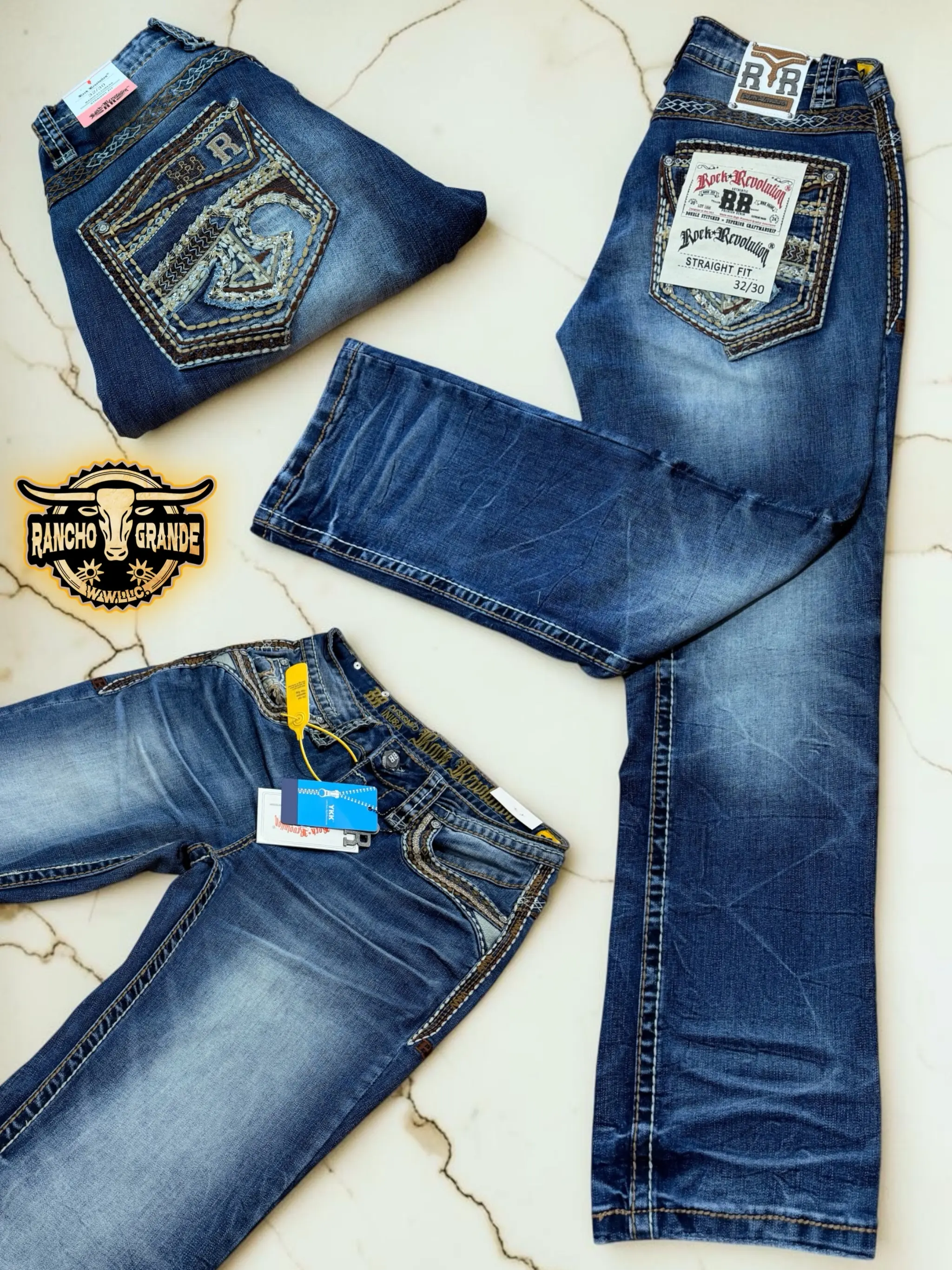 Rock R. 264 Mens Modern Western Cowboy Jeans Boot Cut / Pantalon Vaquero para Hombre Corte Moderno para Botas