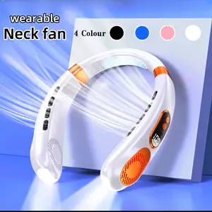 Portable neck-mounted fan, wireless neck cooling fan, exclusive equipment for sports and leisure, adjustable wind speed, equipped with colorful lights, long battery life, small size, quiet operation, for summer cooling and relief from heat.