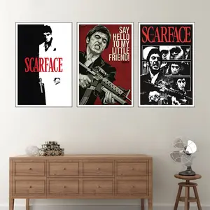 3-Piece Scarface Al Pacino Classic Dialogue Art Poster, Canvas Print, Unframed Art Print, Vintage Movie Poster, Home Decor Wall Art, Frameless, Suitable for Bedroom, Office - Halloween/Easter/Christmas Gift, Frameless