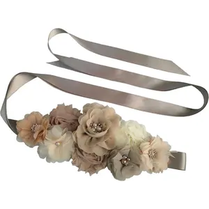 Wedding Bride Belt Floral Sash Belts for Maternity Dresses Floral Belt Sash Girls Women  Shower