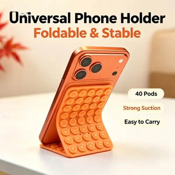 New versatile phone holder with suction cup, 11g double-sided suction cup power bank car mount, strong silicone suction cup universal foldable phone holder
