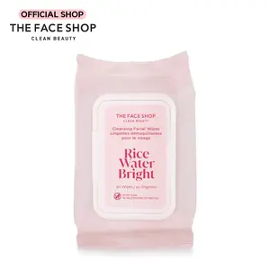 [THE FACE SHOP] Rice Water Bright Cleansing Facial Wipes (1 Pack) | Gentle Vegan Makeup Remover with Rice Bran, Vitamins & Ceramide | Removes Pore-Clogging Impurities, Refreshing Daily Cleansing Milk Formula | Korean Skincare