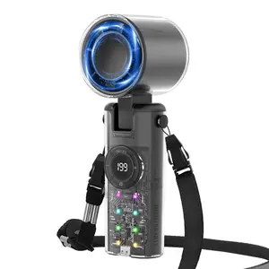 Portable Handheld Turbo Fan - 5 Gear High Speed 4000mAh Rechargeable USB Handheld Fan, Flashlight or SOS, Battery Powered Foldable for Travel, Beach Vacation, Gifts for Women, Men