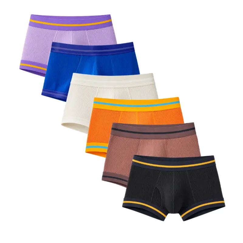 TAUWELL Men's Ribbed Boxer Briefs, Low-Rise Stretch Trunks with Contoured Pouch and Contrast Waistband, Everyday Underwear for Men, Gym, Travel & Daily Wear-24202