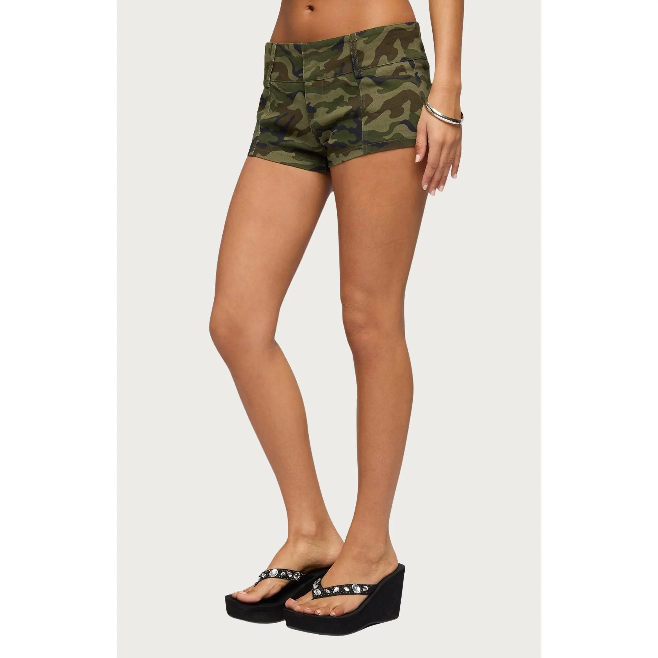 Edikted Women's Camo Craze Stretch Micro Shorts