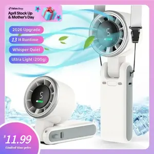 KIMWIND N607 Portable Handheld Turbo Fan 5 Gear Wind 4000mAh Battery Operated Up to 13 Working Hours 3 IN 1 Rechargeable Air Turbo Tech Cooling Fan for Outdoor Activities Travel Working