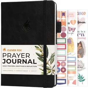 Clever Fox Prayer Journal – Daily Devotional & Gratitude Notebook – Religious Planner & Gods Book – Faith Based Gifts & Accessories (Black)