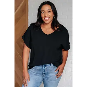 Frequently Asked Questions V-Neck Top in Black