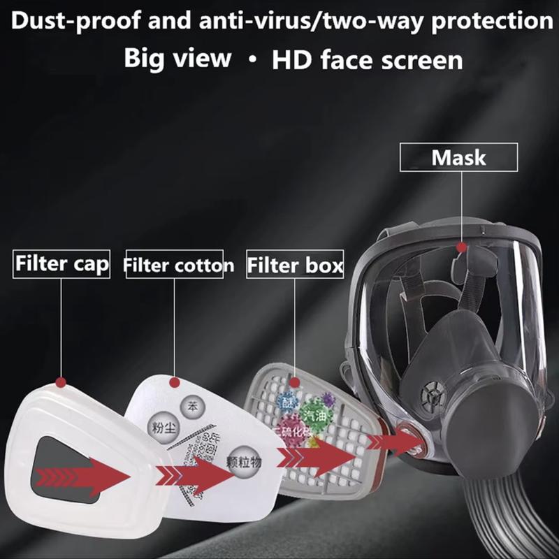 Full Face Respirator Mask, Gas Masks for Survival, Nuclear & Chemical Protection, Ideal for Asbestos, Fume, Resin, Dust & Chemicals
