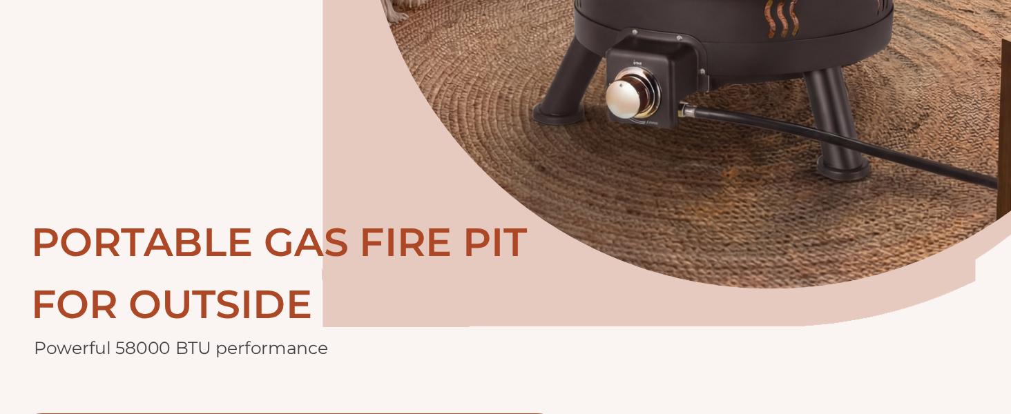 Arlopu 24''Propane Fire Pit,58,000 BTU Portable Smokeless Firebowl with Self Igniter,Cover,Lava Rocks,Gas Cylinder Holder for Camping，Outdoor Living,Patio,Backyard,Tailgating