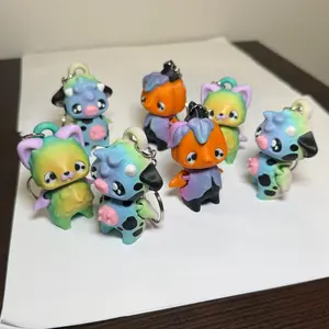 3D Printed Pixie Keychains, Kitty Keychains, Pumpkin Keychains, Cow Keychains