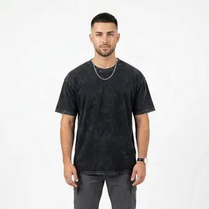 HIGH LEVEL HL Menswear Washed HEAVYWEIGHT 225gsm 100% Cotton Oversized Boxy T-shirt High Level HL - Black Grey Cream Teal Army Green Pink Casual Classic