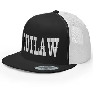 Western Outlaw Trucker Hat Flat Bill High Crown Adjustable Cowboy Rodeo Cap