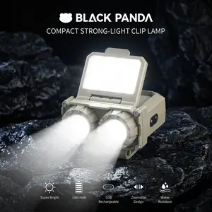 Black Panda-headlamp Max 500 Lumens Motion Sensor Hat Clip USB Rechargeable