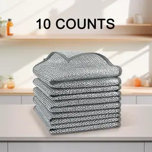 10 Counts Multipurpose Non-Scratch WireDishcloths-Reusable Dishwashing Rags forWet & Dry Use, Kitchen Cleaning Cloth forSinks, Pans & Dishes,Washable & Durable