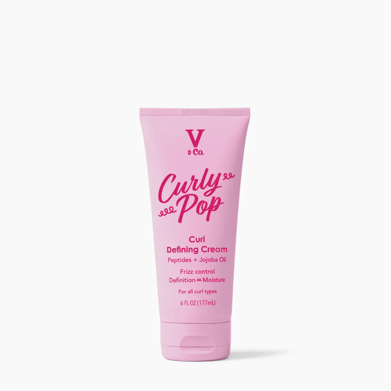 V&Co. Beauty Curly Pop Curl Defining Cream – Curl Cream for Curly Hair, Anti Frizz & Moisturizing Hair Care with Peptides & Jojoba Oil, 6 fl oz