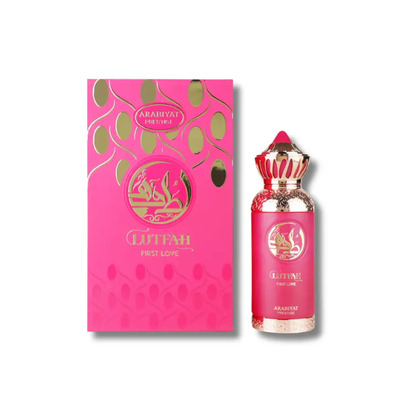 Women's Arabiyat Prestige Lutfah First Love Eau De Parfum (2.7 fl oz) - Regular Edition Arab Perfume, Luxurious Fruity Floral Musk EDP with Lemon Cassis, Jasmine, Lactonic, Saffron Vanilla Notes, Recyclable, Elegant Choice for Dates, Events, Women's Fragr