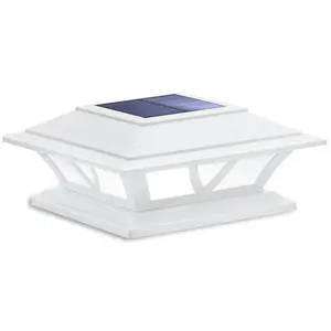 Siedinlar Solar Post Cap Lights Outdoor, Waterproof 2 Modes Warm/Cool White LED, Fits 4x4 5x5 6x6 Wood/Vinyl Posts for Fence, Deck, Railing, Patio & Backyard Decor, White (1 Pack)