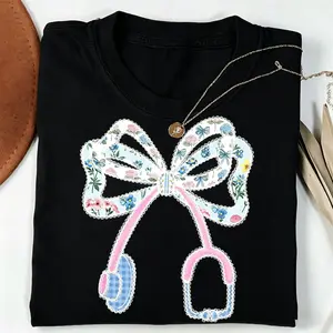 Preppy Floral Stethoscope Nurse Shirt, Cna RN Nurse Tee, Nurse Blue Floral, Nursing Student  Womenswear Comfy