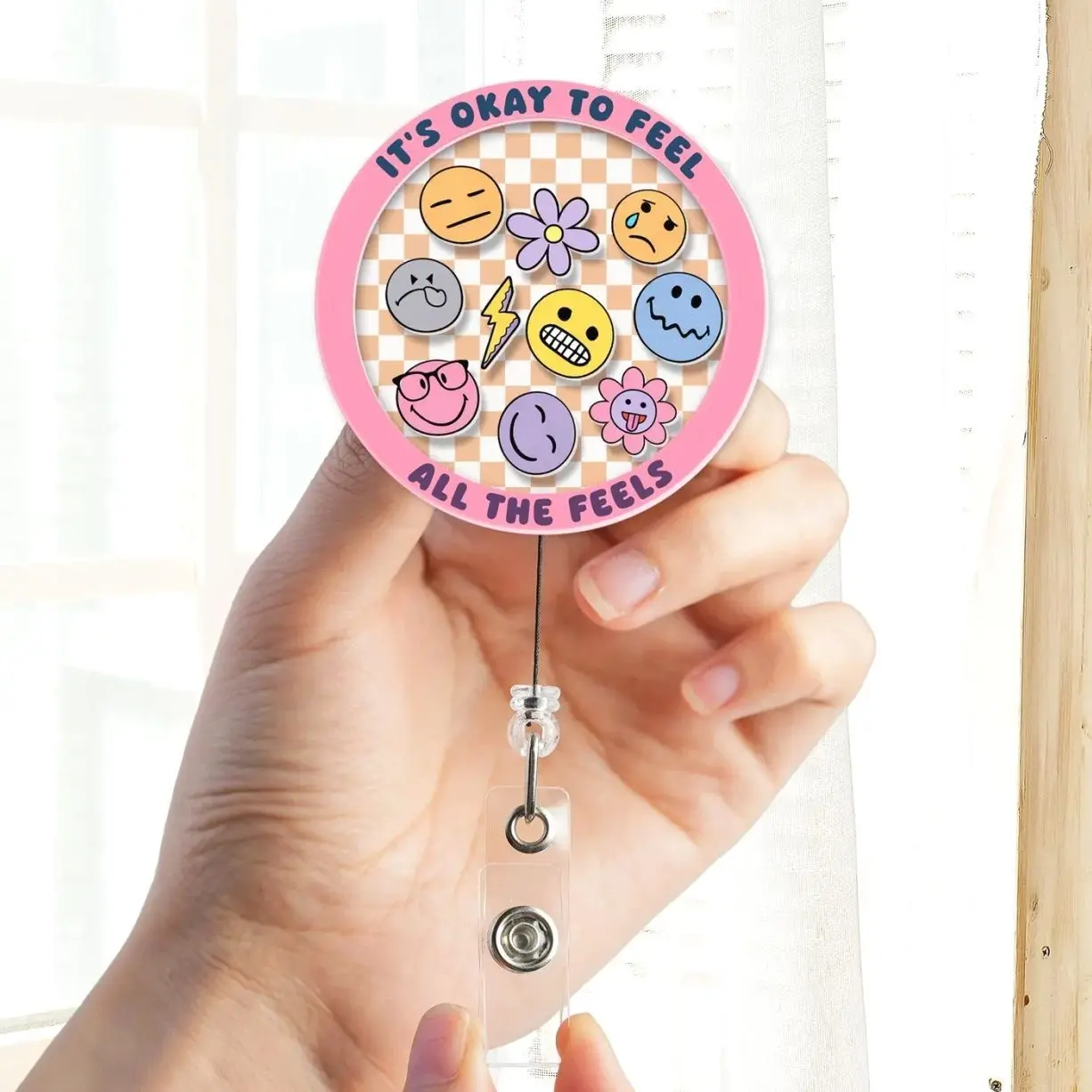 It’s Okay To Feel All The Feels Shaker Badge Reel, Mental Health Badge Reel, Cute Emotion Badge, Nurse Gift GWY