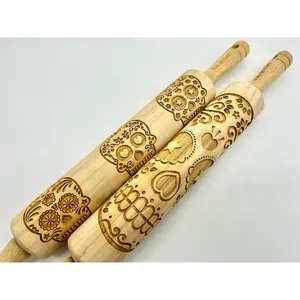 Sugar Skull Embossed Rolling Pin LARGE IMAGE