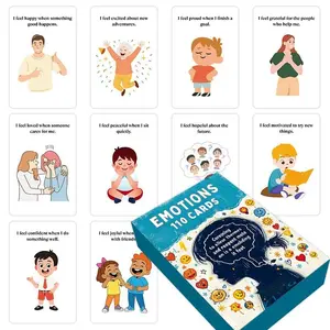 Emotion Awareness Card Set, 55 Dual-Sided Q&a Flashcards, Enhance Communication & Cognitive Skills, Ideal for Family Entertainment & Learning