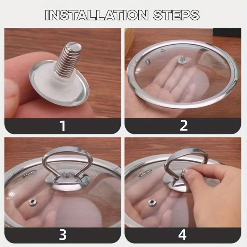 2pcs Stainless Steel Pot Lid Handle Set with Silicone Heat-Resistant Grip and Installation Screws - Cookware Replacement Top Handle, Durable Pot Lid Accessories for Kitchen Cooking Equipment 2pcs Stainless Steel Pot Lid Handle Set with Silicone Heat-Resistant Grip and Installation Screws - Cookware Replacement Top Handle, Durable Pot Lid Accessories for Kitchen Cooking Equipment