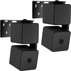 UYODM 2Pack Adhesive Metal Wall Mount Bracket for Wyze Cam Pan V3/V4/V2 No Drilling Easy Installation Durable L-Shaped Camera Mount Black
