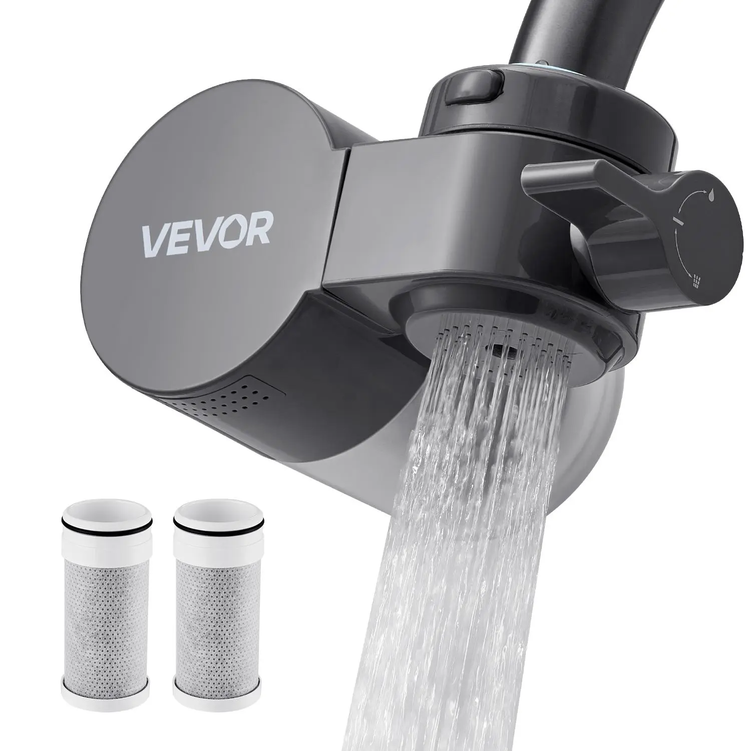 【SummerFinds】VEVOR Faucet Mount Water Filter,  Horizontal Water Purifier for Sink Tap, Carbon Fiber Filter, Removes Chlorine Lead with 3 Filters, Fits Most Kitchen or Bathroom Faucets, Gray