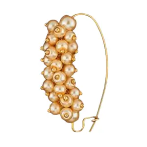 Exquisite Marathi Nath Clip-On | Faux Pearl Indian Nose Ring | Bollywood Style Bridal Jewelry for Weddings, Anniversaries, Celebrations