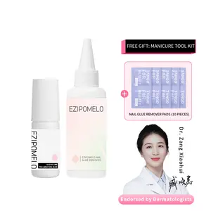 EZIPOMELO Newly Upgraded Quick Drying Brush on Nail Glue Strong Adhesive for Press On Nails Tips and Acrylic Nails,  No Need for UV Lamp Long Lasting Fake Acrylic Nails Kit Glue Gel，Hema-Free Safety Non-Acid Non-Toxic