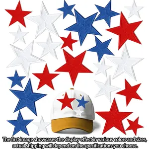 12/27pcs Full Embroidery Star Heat Transfer Stickers, Ideal for Clothing, Jeans, T-Shirts, Shoes, Bags, Embroidery Decoration Stickers