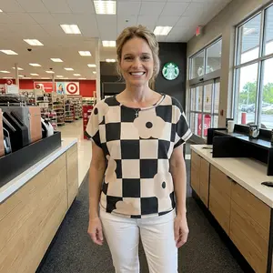 Floral Checkered Knit Top