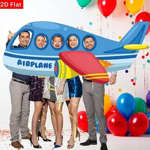 2D Flat Banner 1pc, Large Airplane Cutout Frame, Birthday and Wedding Photo Props, Aviation Theme Party Decor, No Power Required