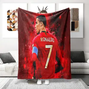 Cr7 Soccer Theme Blanket, Soft Flannel Cover, Perfect Gift for Christmas, Halloween, Friday, New Year, Bed Sofa Chair Decor, Cozy Blanket Throw, All Season Blanket