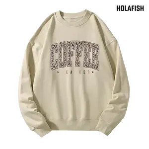 [New] Holafish Women's Fleece Sweatshirt Oversized, Long-sleeved Tops Letter Print Roundneck Sweatshirt - Casual Long Sleeve Loose Fit Pullover for Autumn Fall Warm Winter Fashion, Chic Everyday Wear