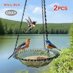 2PCS bird feeder and bird bath waterer set is perfect for outdoor garden and patio decoration, attracting wild birds.