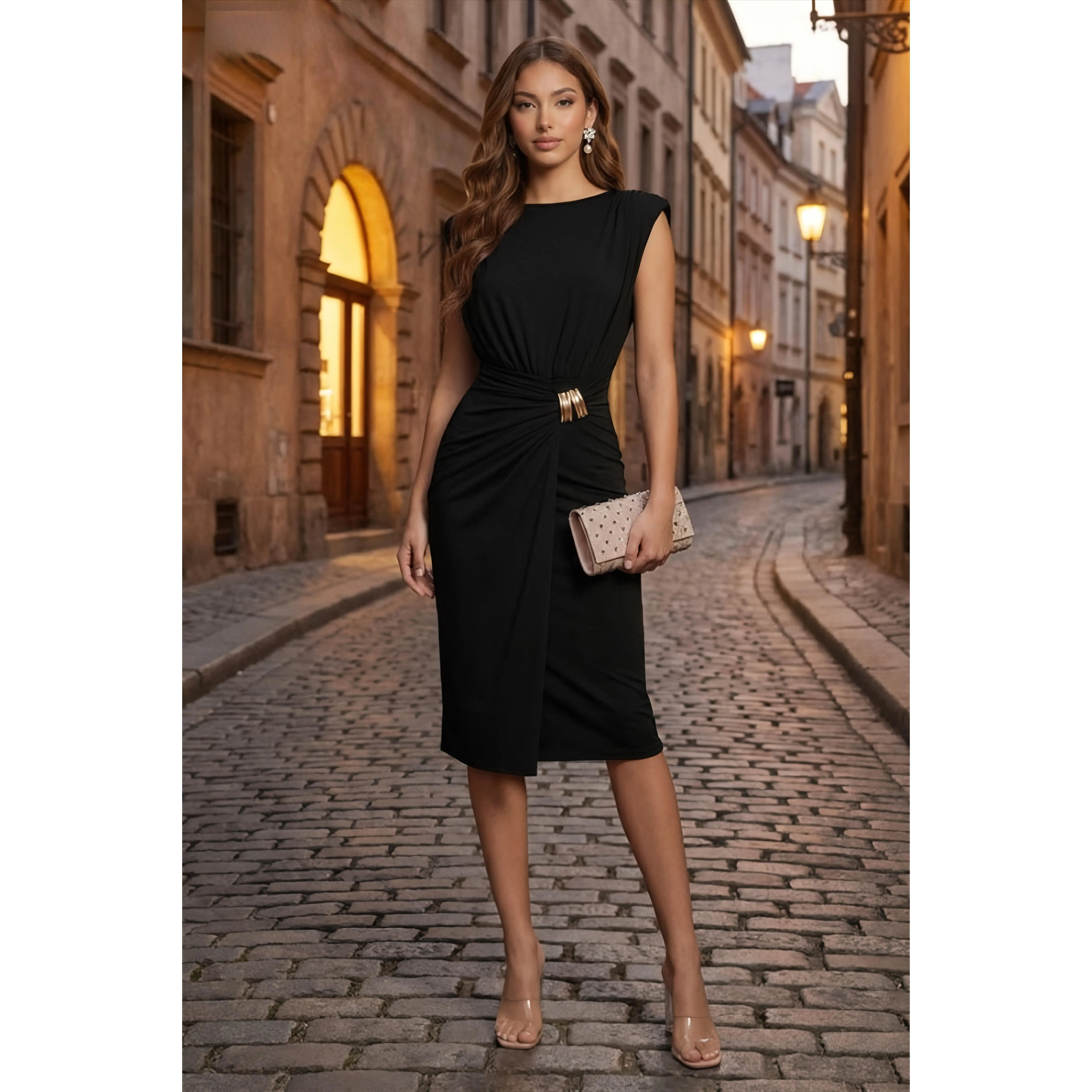 VALENTINA VENETIAN DRAPE DRESS