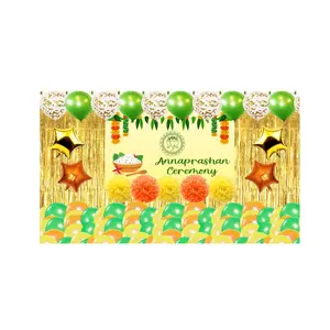 5x8 Feet Fabric Reusable Annaprashan Ceremony Backdrop Banner