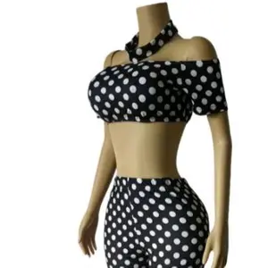 Sexy Polka Dot Tube Top & Capri Pants Set for Women - Trendy & Comfortable Womenswear Clothes